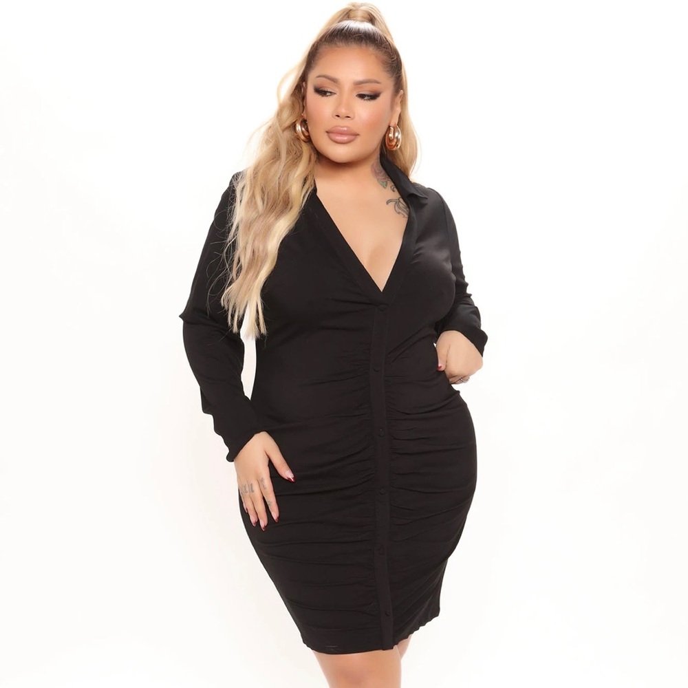 Fashion Nova Black Embracing Habits Shirt Dress